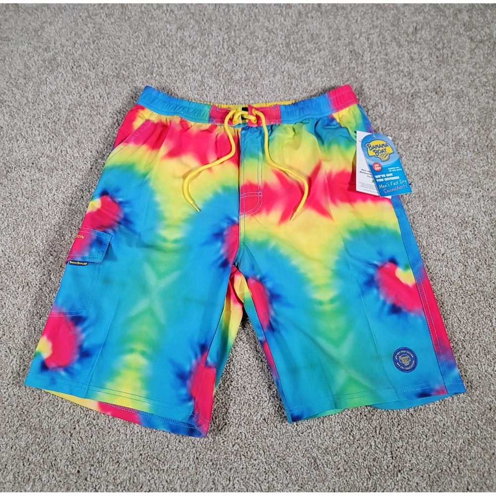 Banana Boat Trunks Mens UPF 50 Fast Dry Swim Shorts Medium Tie Dye Beach NWT $90